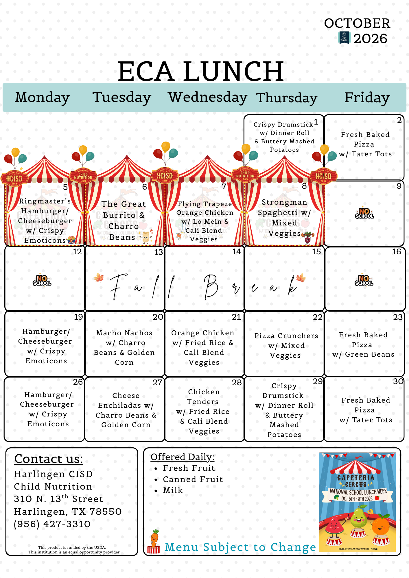 ECA Lunch Menu